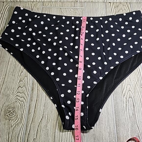 BloomChic High Waisted Black White Bikini Swimsuit Bottom Womens Plus Size 22-24 - Picture 3 of 6